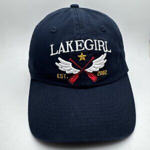 Lake Girl Rowing Oars Baseball Hat Cap Navy Blue Strapback